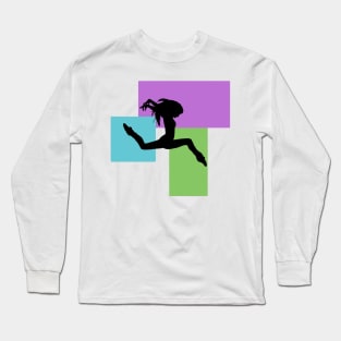 Dancing Silhouette with Coloured Rectangles Long Sleeve T-Shirt